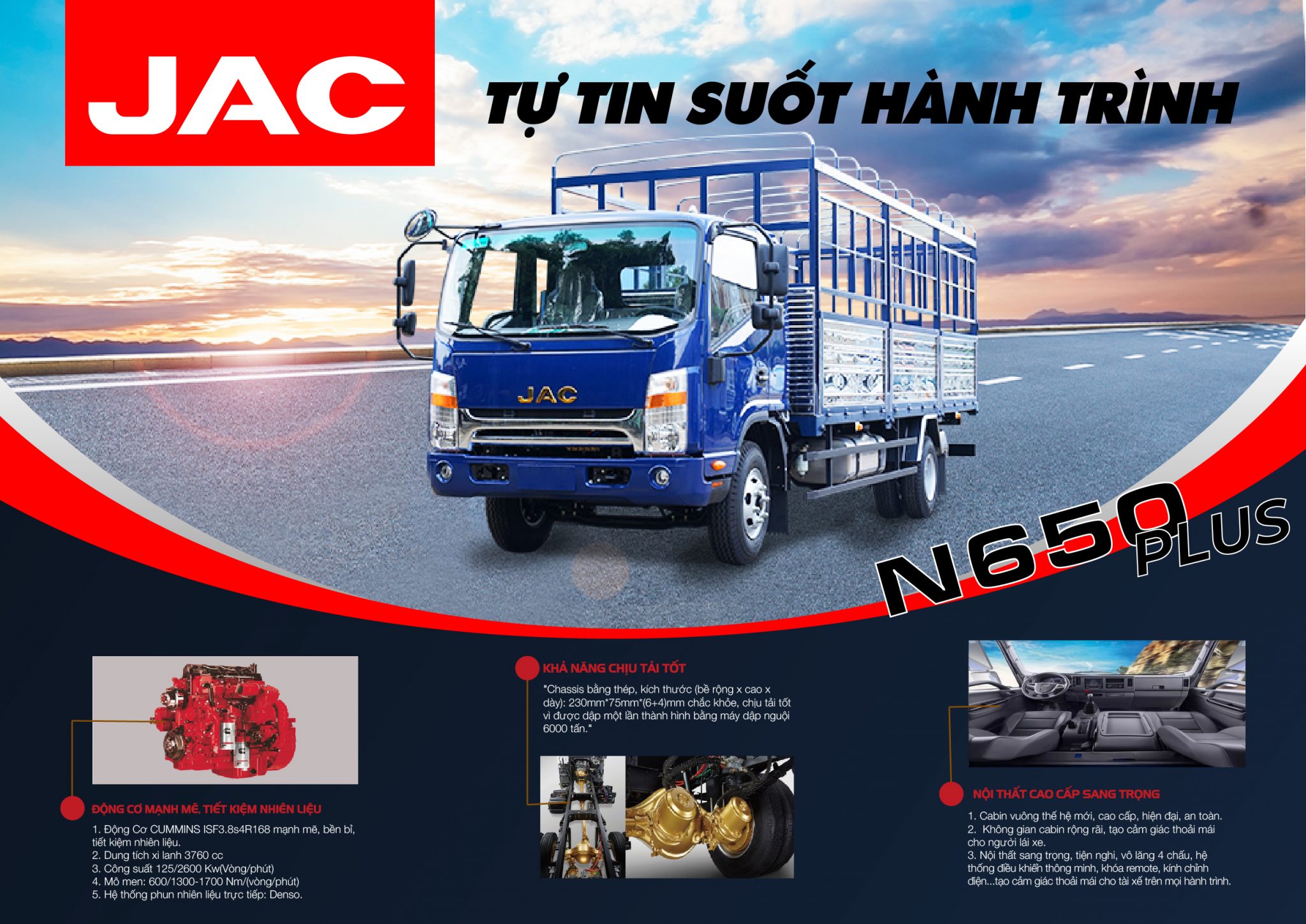 Xe tải Jac N350 3T5 thùng kín động cơ ISUZU  Giá xe tải 35 Tấn Ưu Đãi
