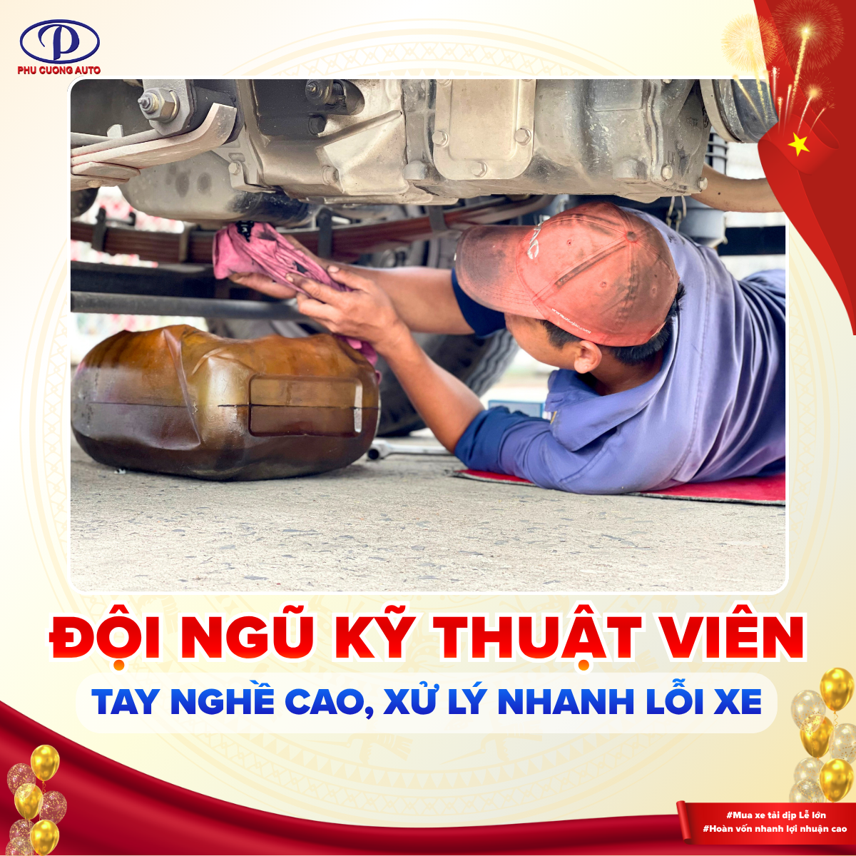 Kỹ thuật viên tại Ô tô Phú Cường có nhiều kinh nghiệm, xử lý nhanh chóng lỗi xe 
