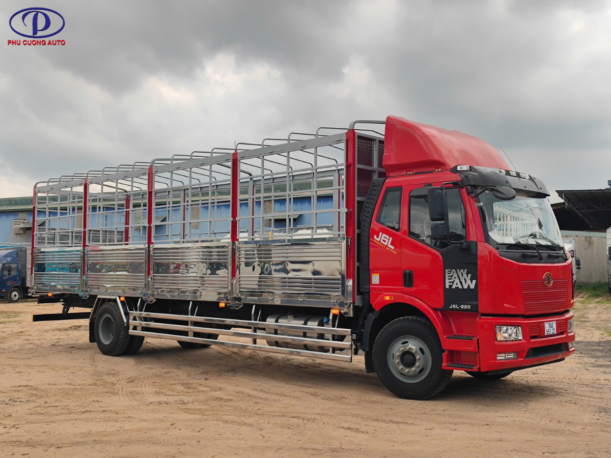giá xe tải faw j6l thùng bạt bửng nâng 