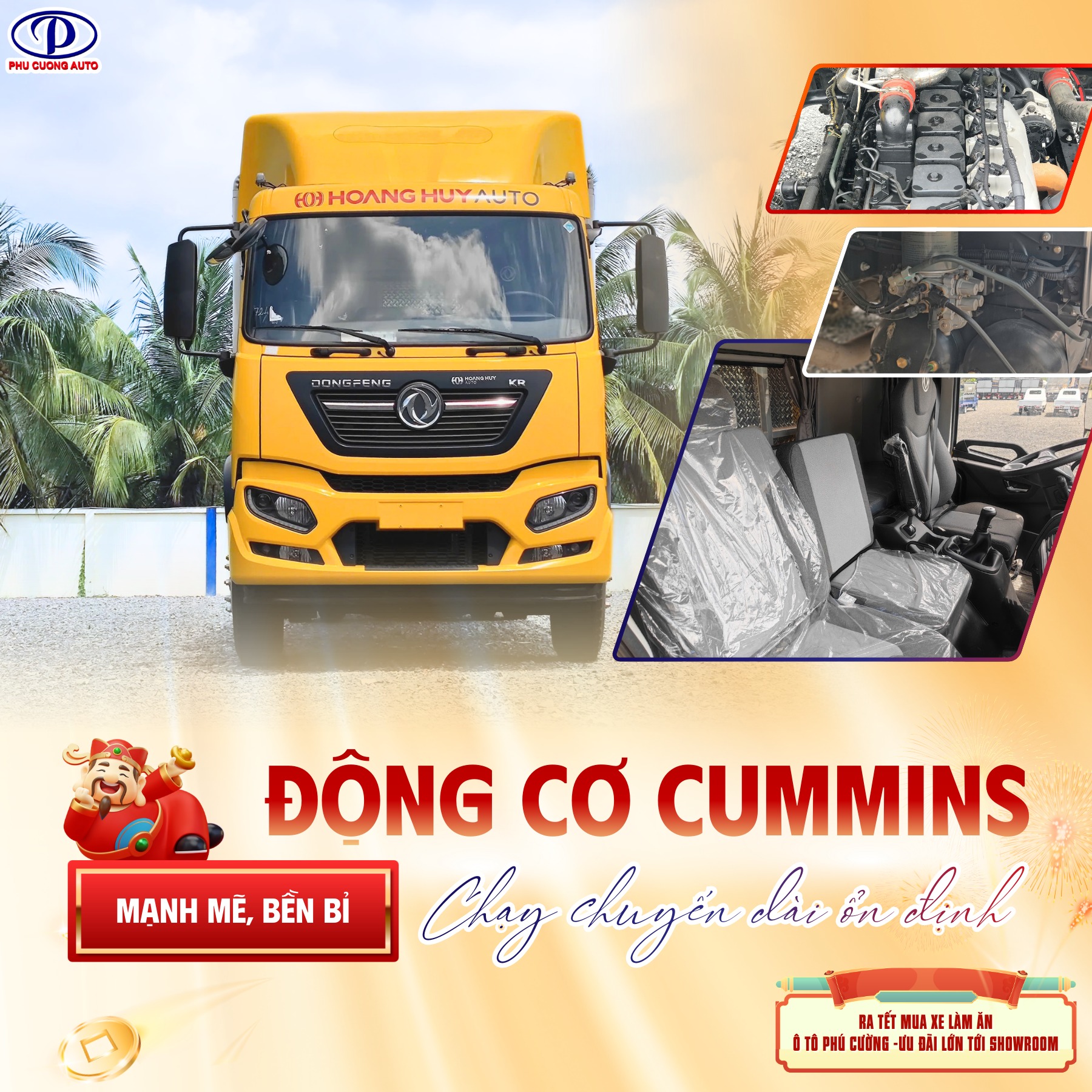 Động cơ của xe Dongfeng KR180 là Cummins Dongfeng KR180 sử dụng động cơ Cummins, bền bỉ và tải khoẻ trên nhiều cung đường