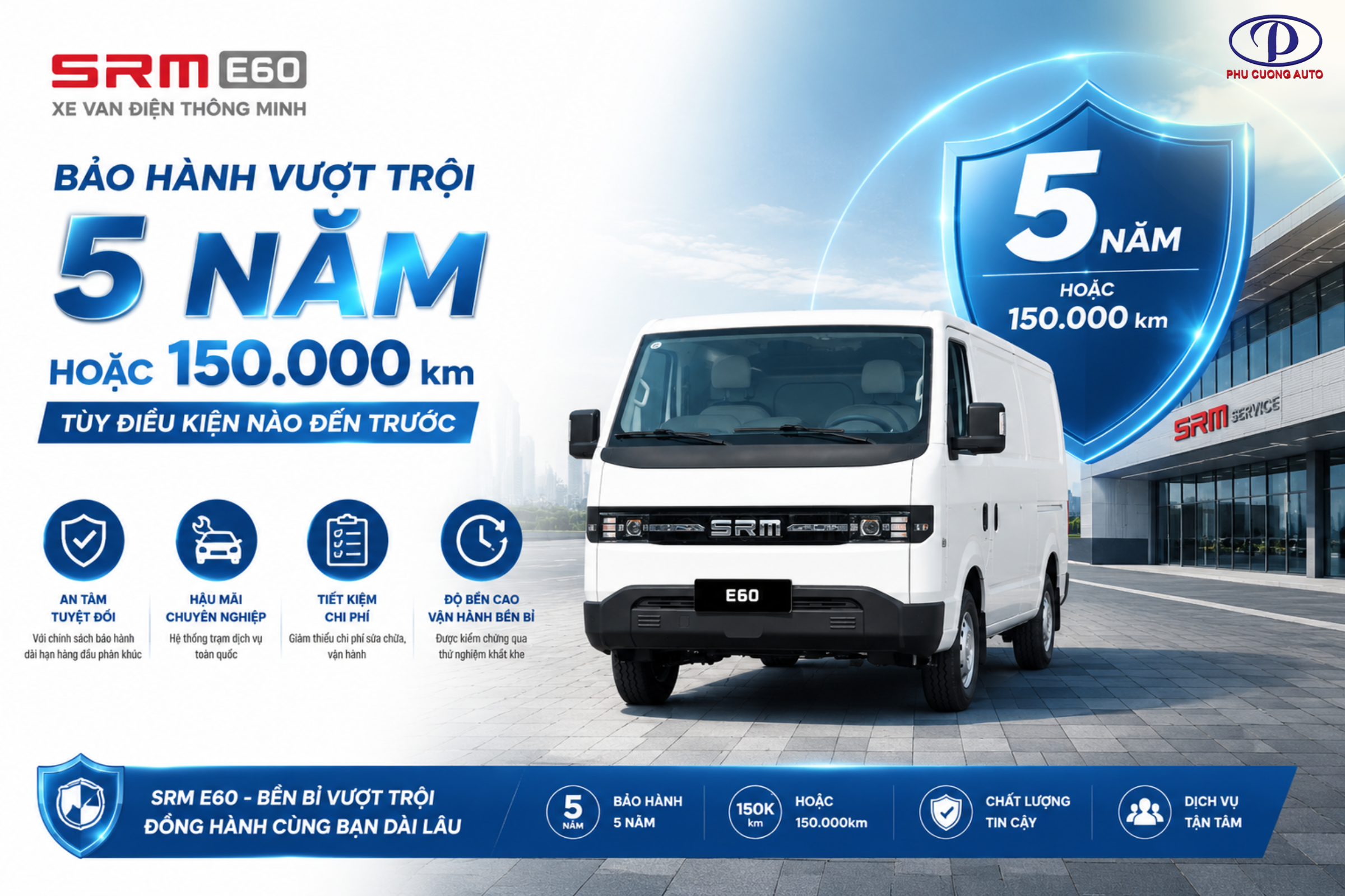 thời gian bảo hành xe van E60