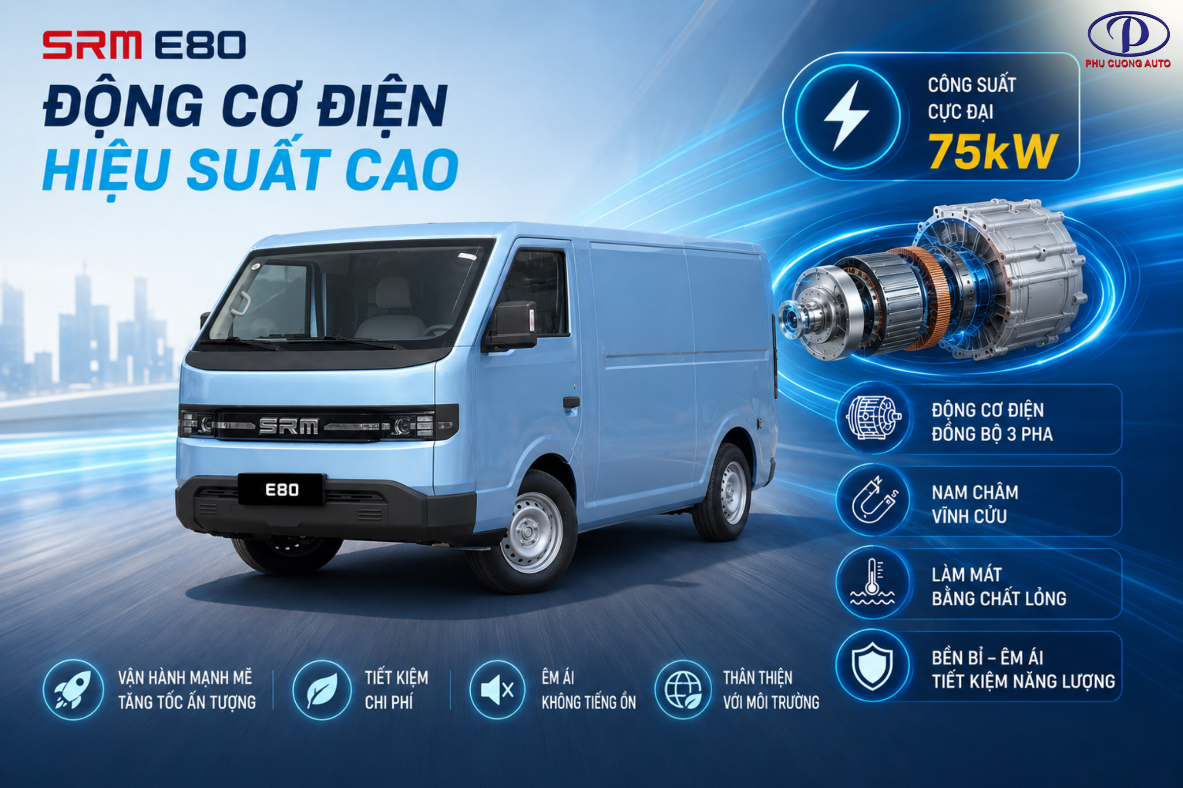 động cơ xe van điện srm e80