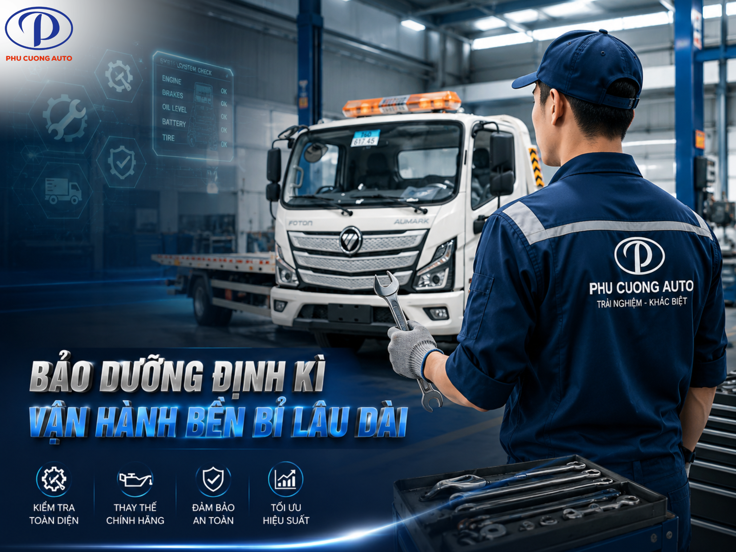 bảo dưỡng xe cứu hộ foton 2 chức năng 2.45 tấn 