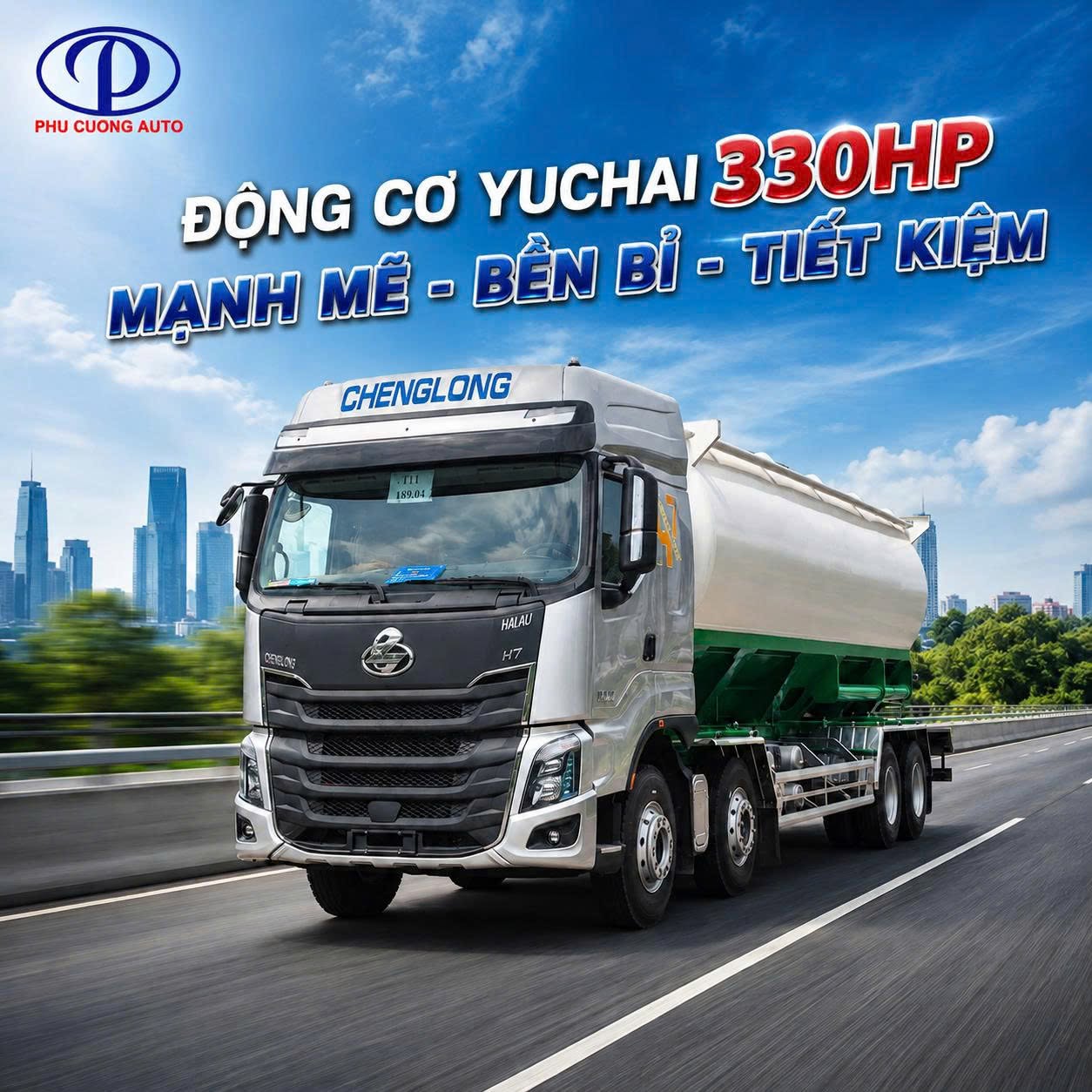 động cơ chenglong h7 4 chân bồn chở cám thổi