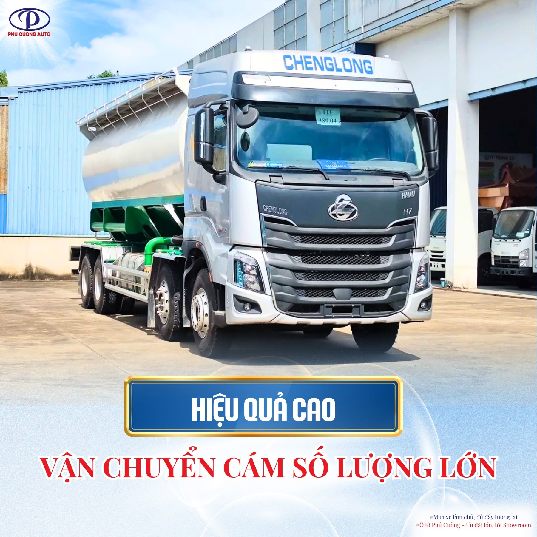hiệu quả kinh tế xe bồn cám chenglong mang lại