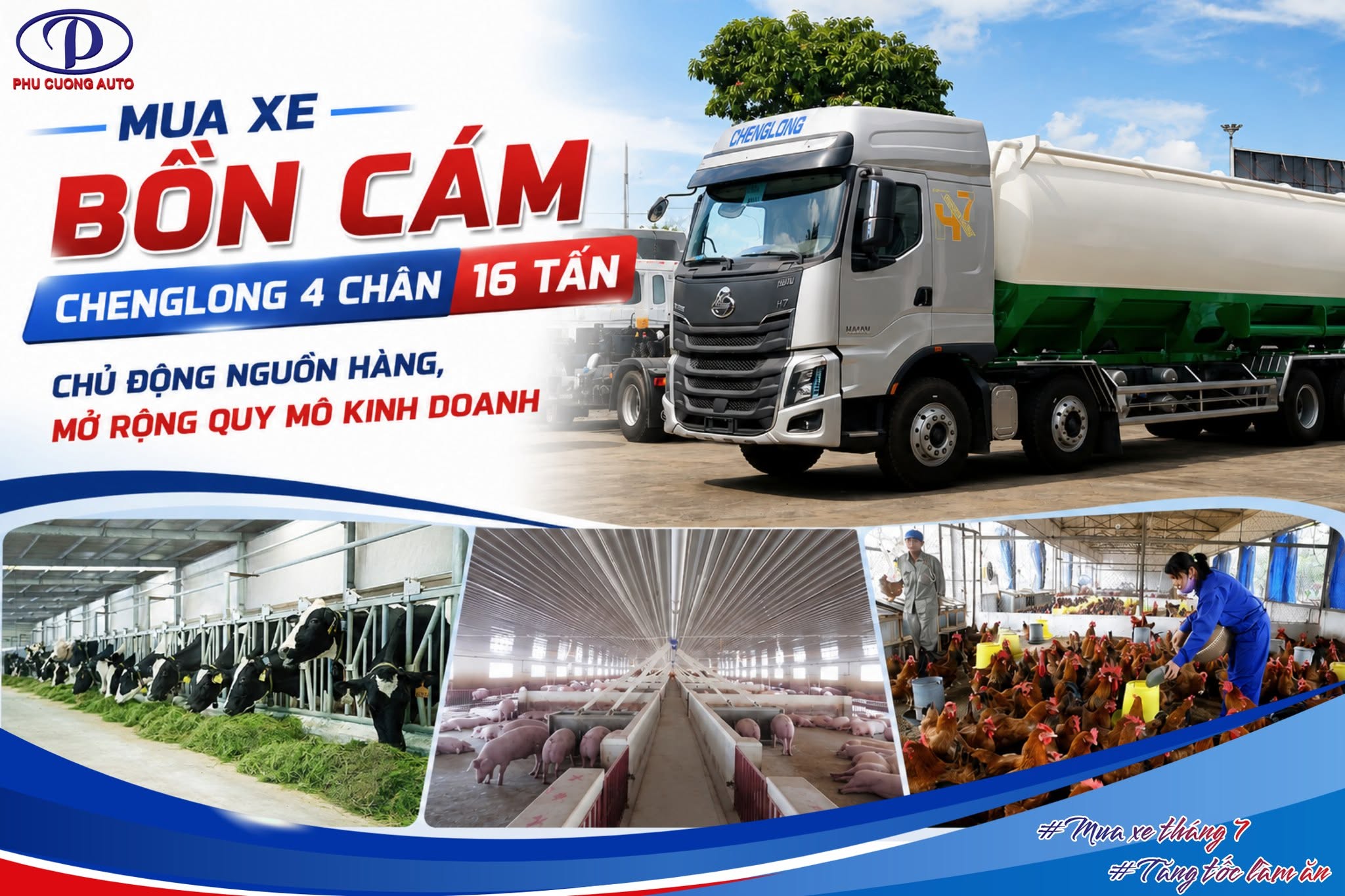 xe bồn chở cám chenglong H7 4 chân