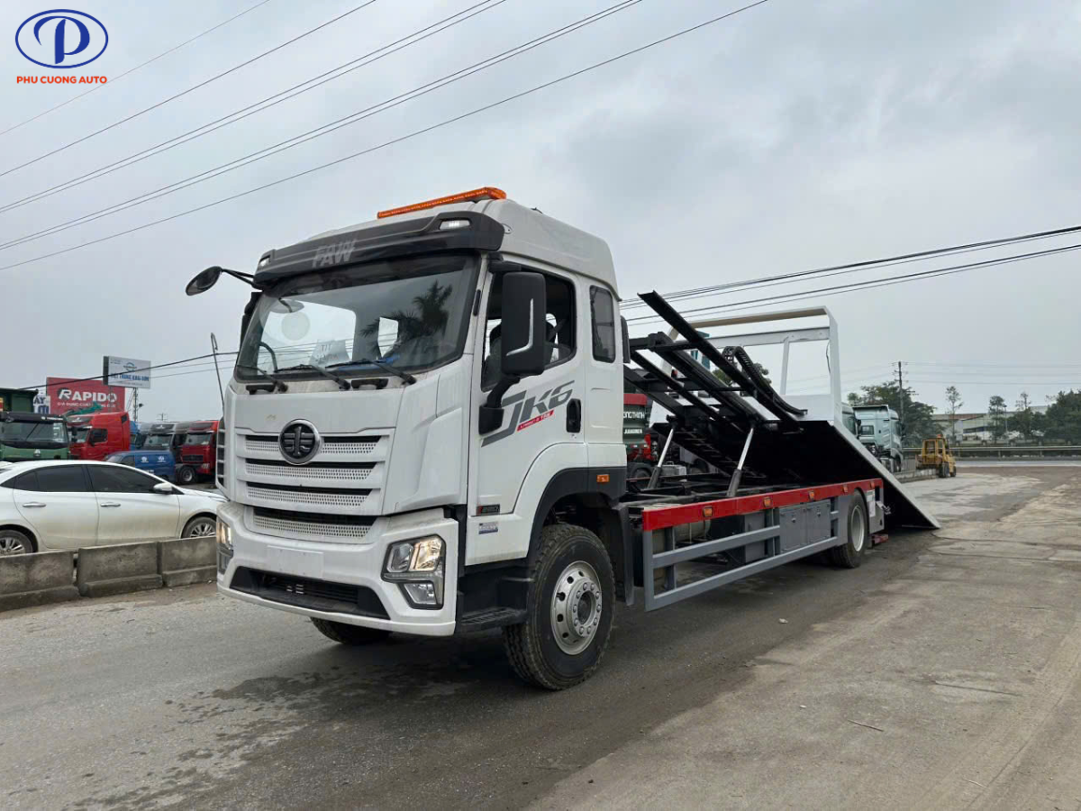 xe kéo chở xe faw jk6 sàn trượt dài 7m1