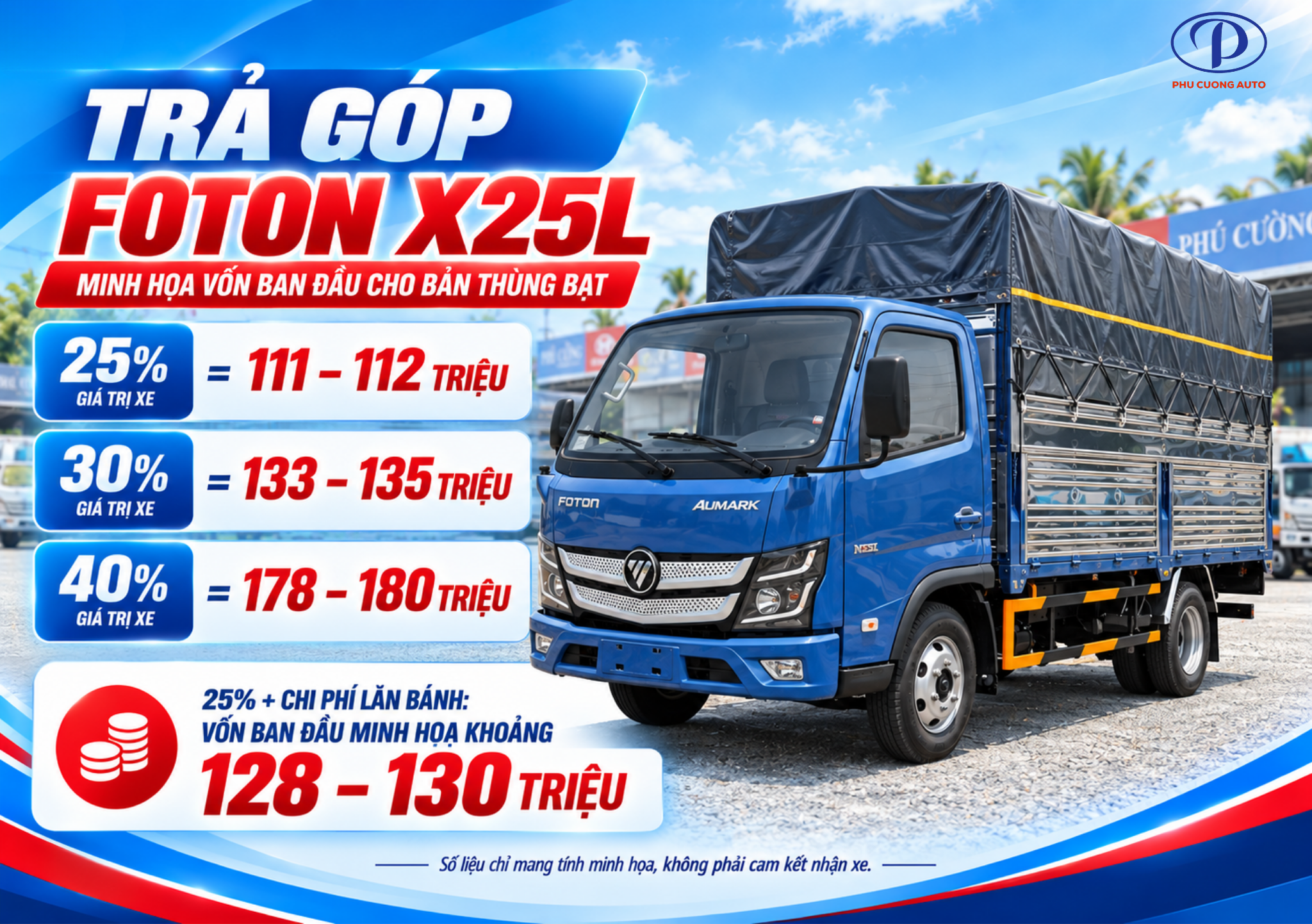 Foton X25L trả trước bao nhiêu