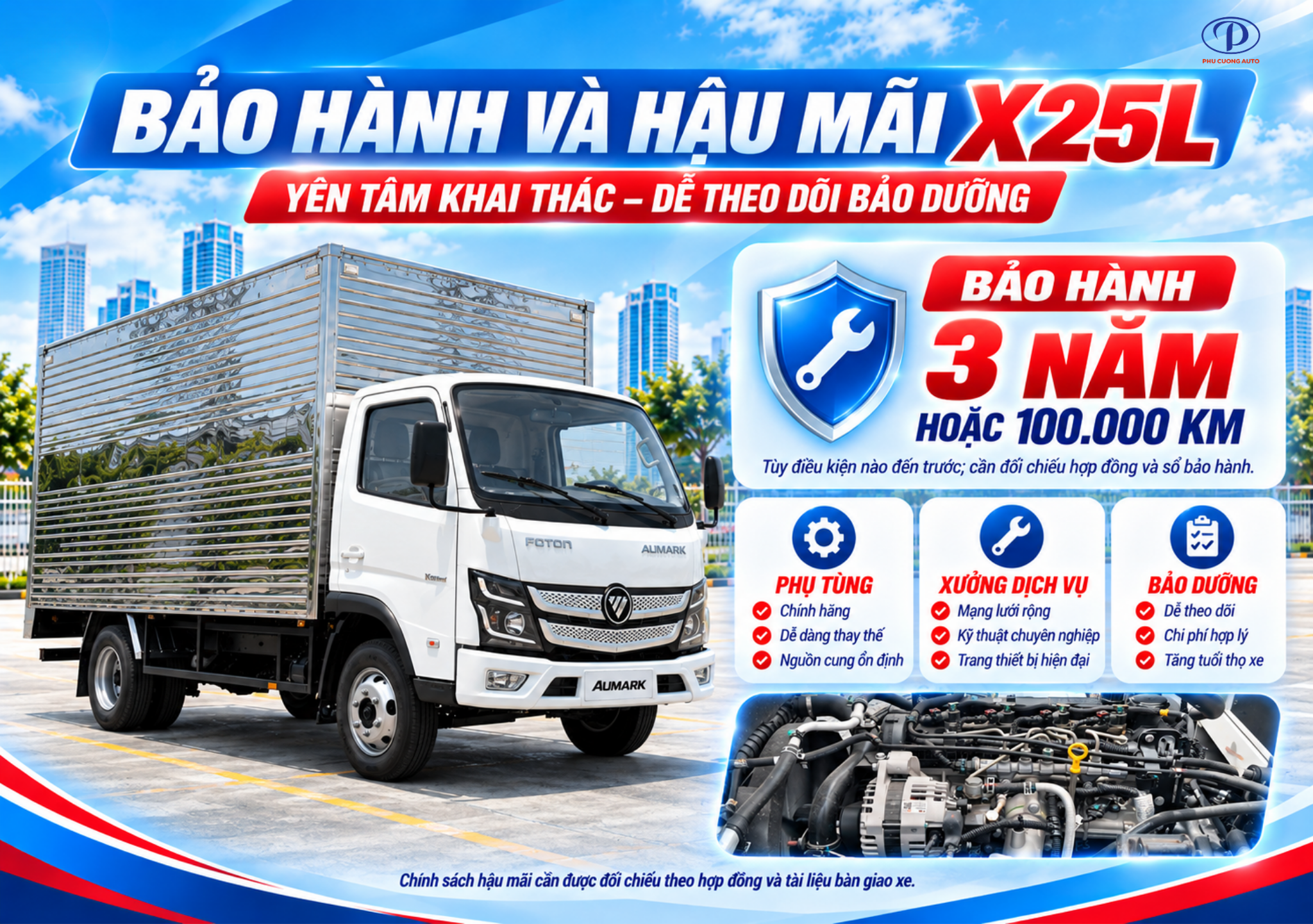 bảo hành Foton X25L 3 năm 100000 km