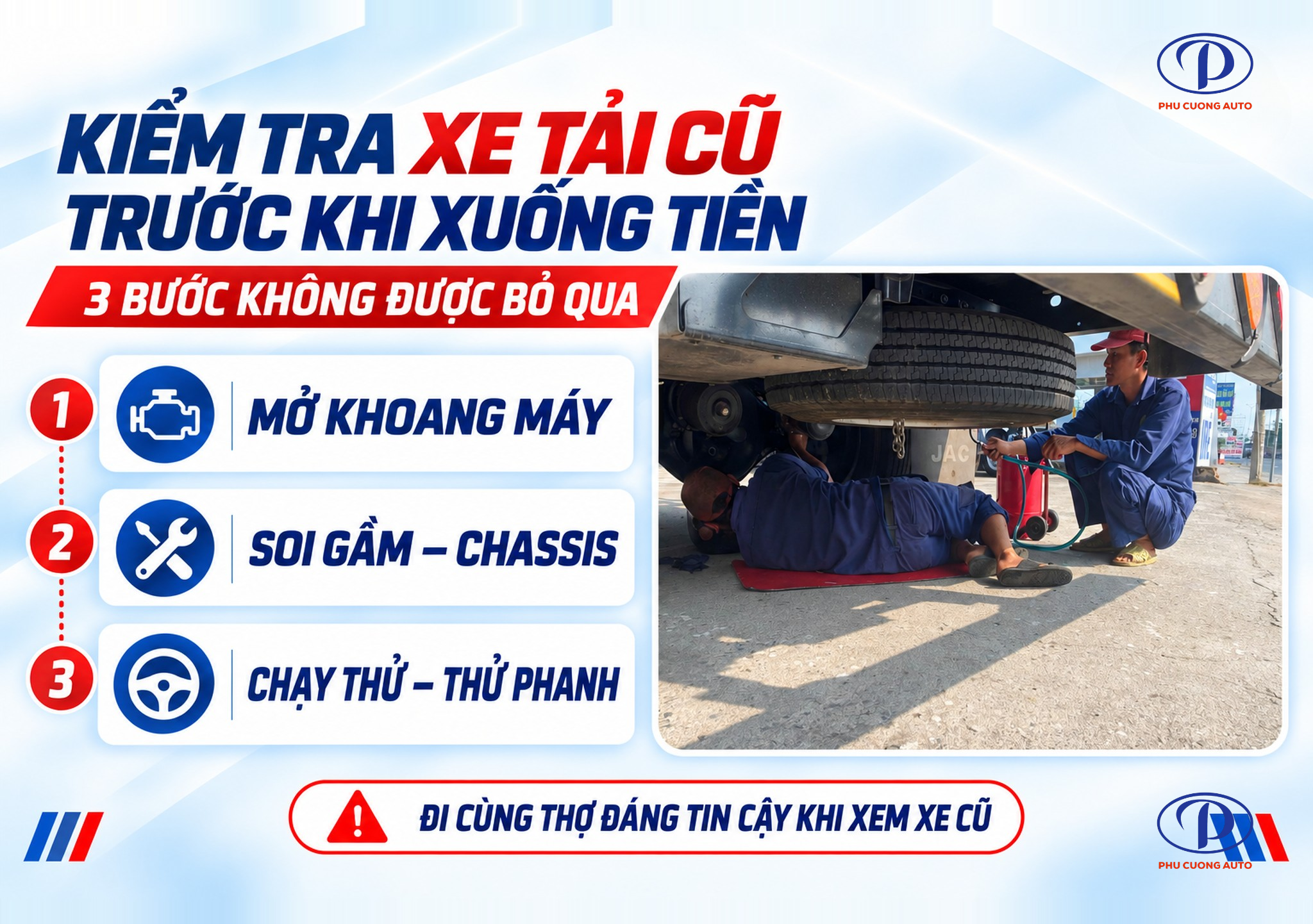 kiểm tra xe tải cũ trước khi mua