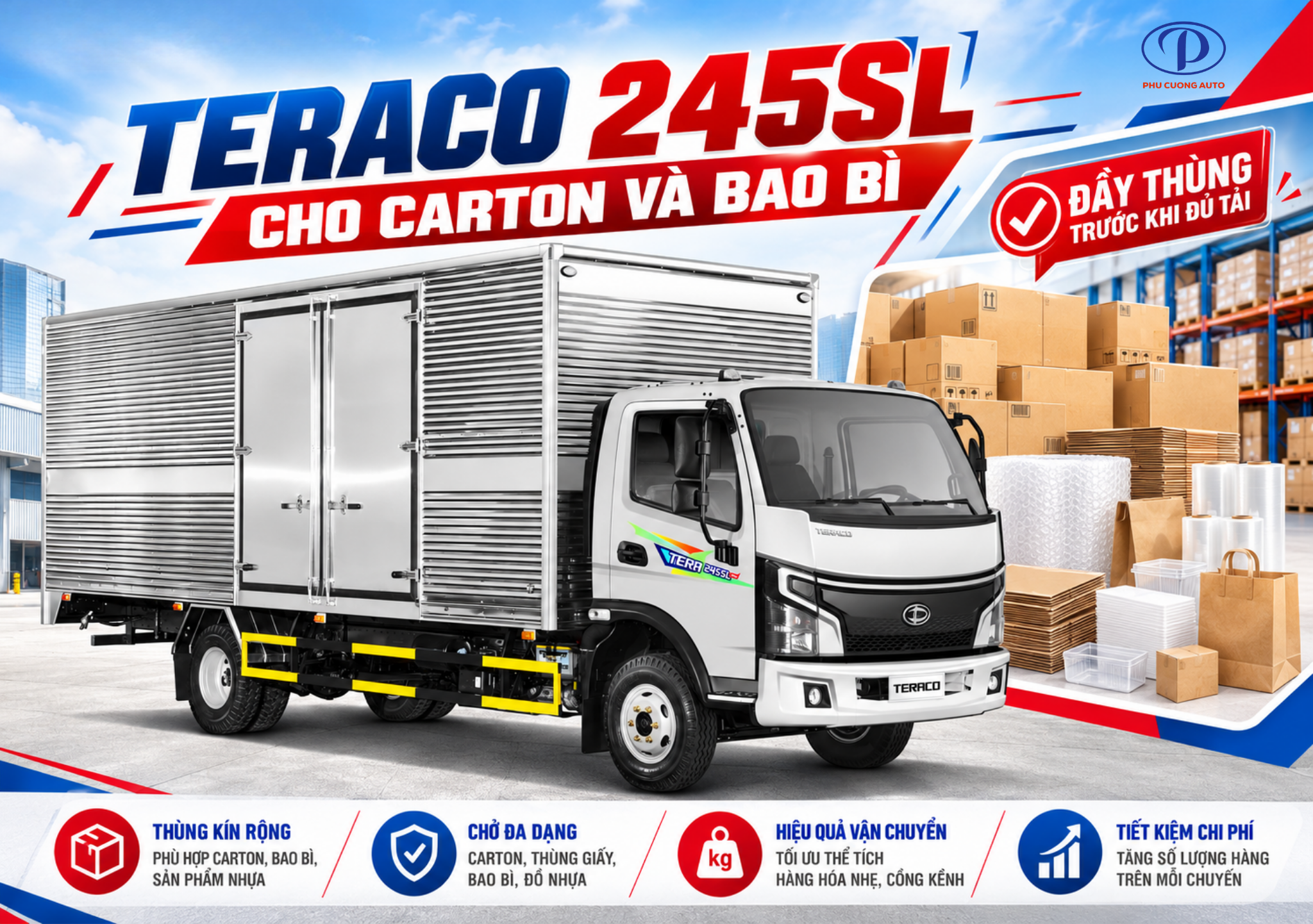 Teraco 245SL chở carton bao bì