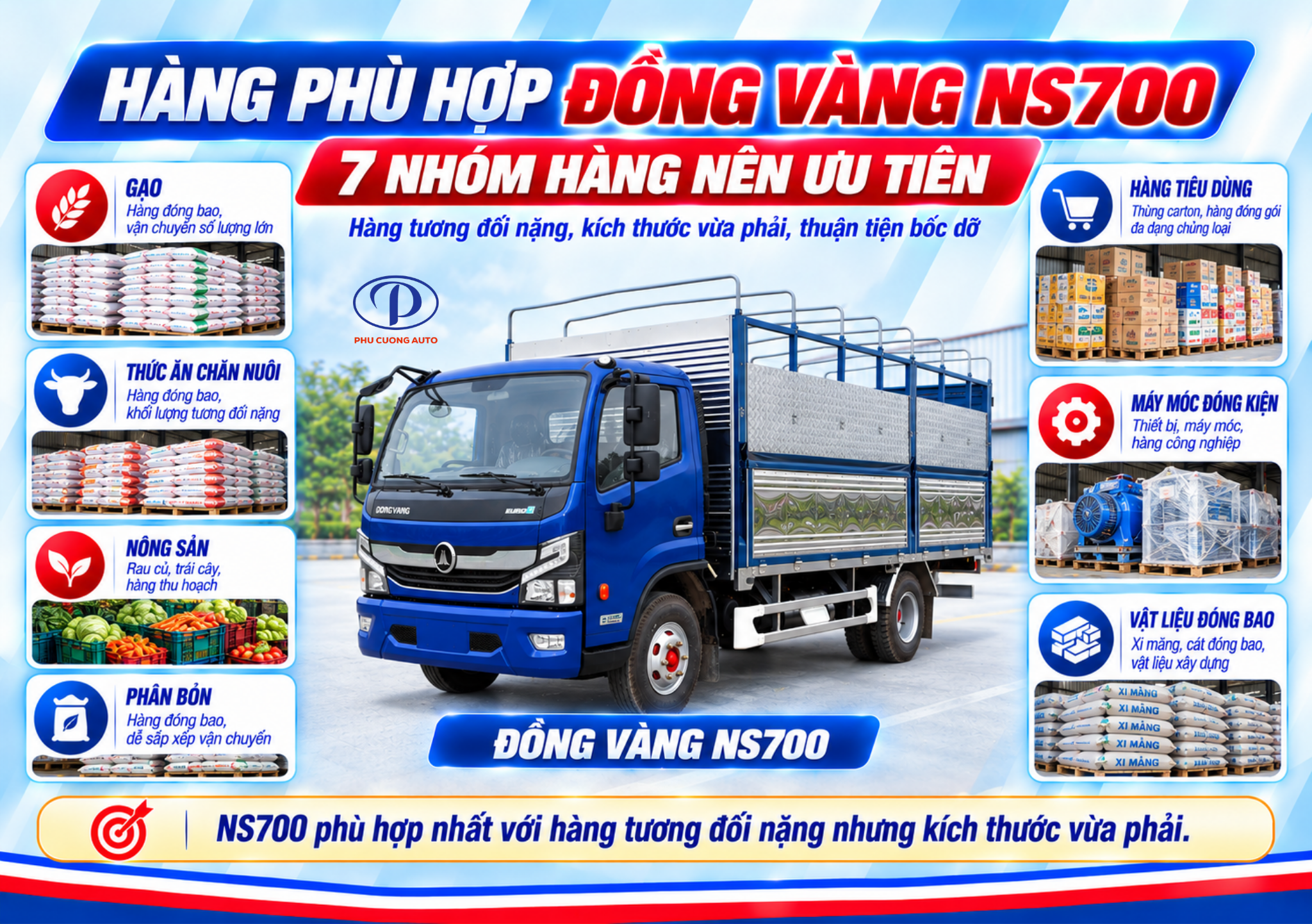 Đồng Vàng NS700 chở hàng gì
