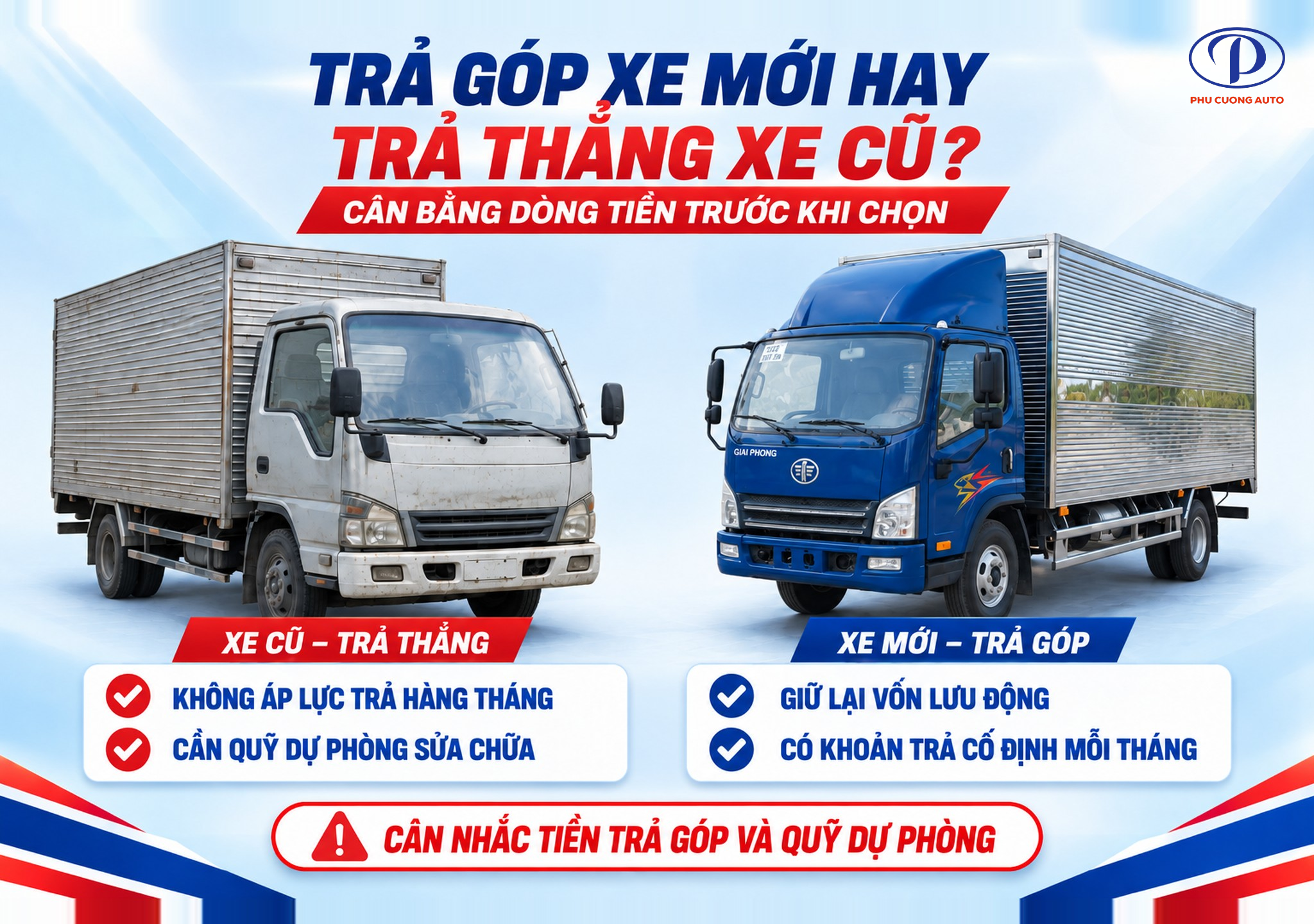 xe tải mới trả góp hay xe cũ trả thẳng