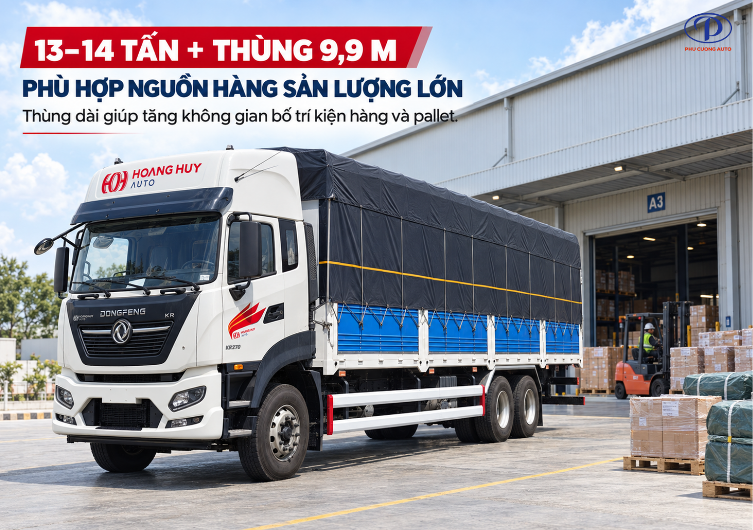 Dongfeng KR270 chở pallet hàng phân phối