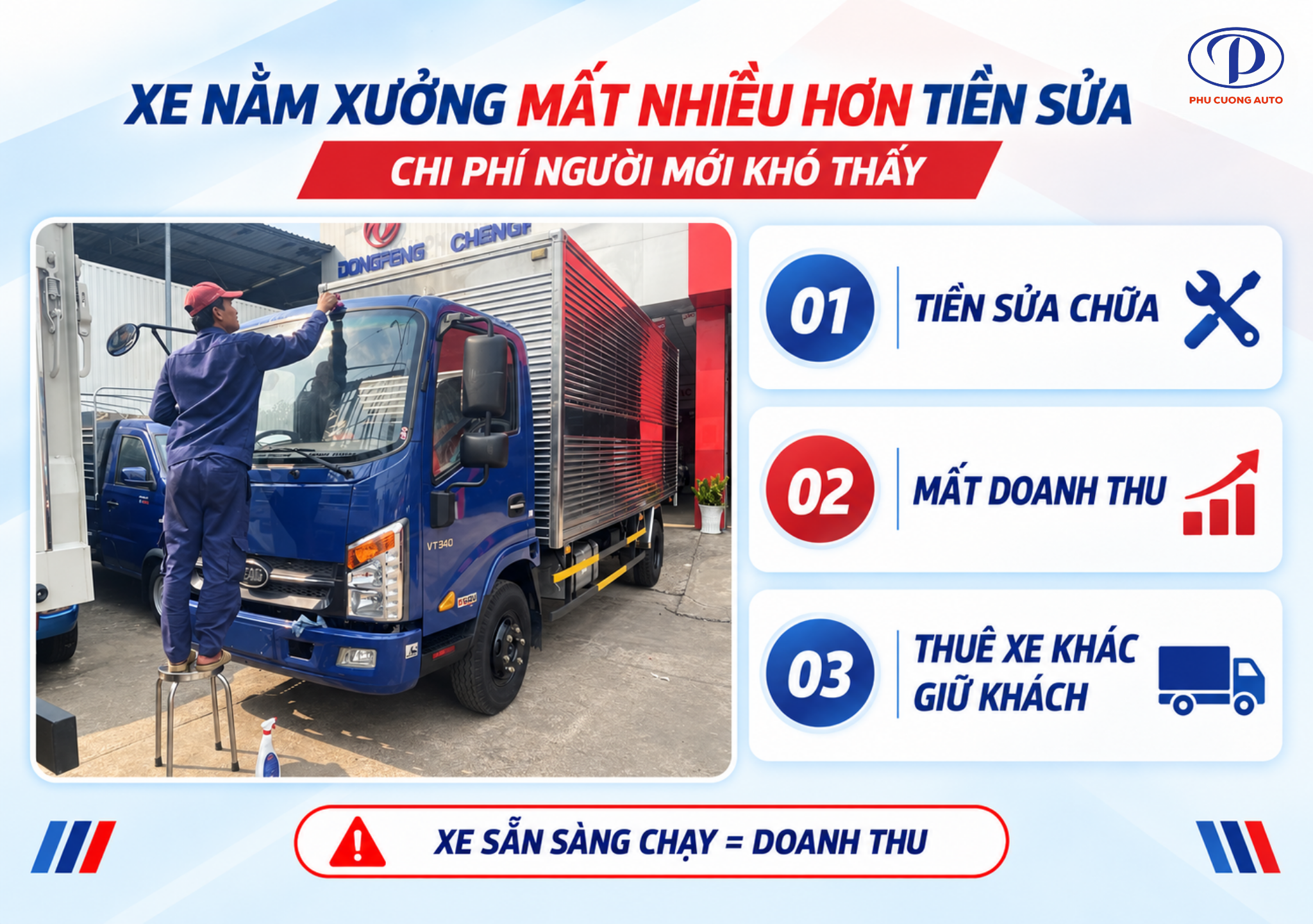 chi phí khi xe tải nằm xưởng