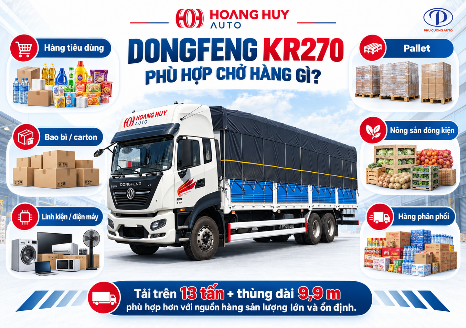 Dongfeng KR270 phù hợp chở hàng gì