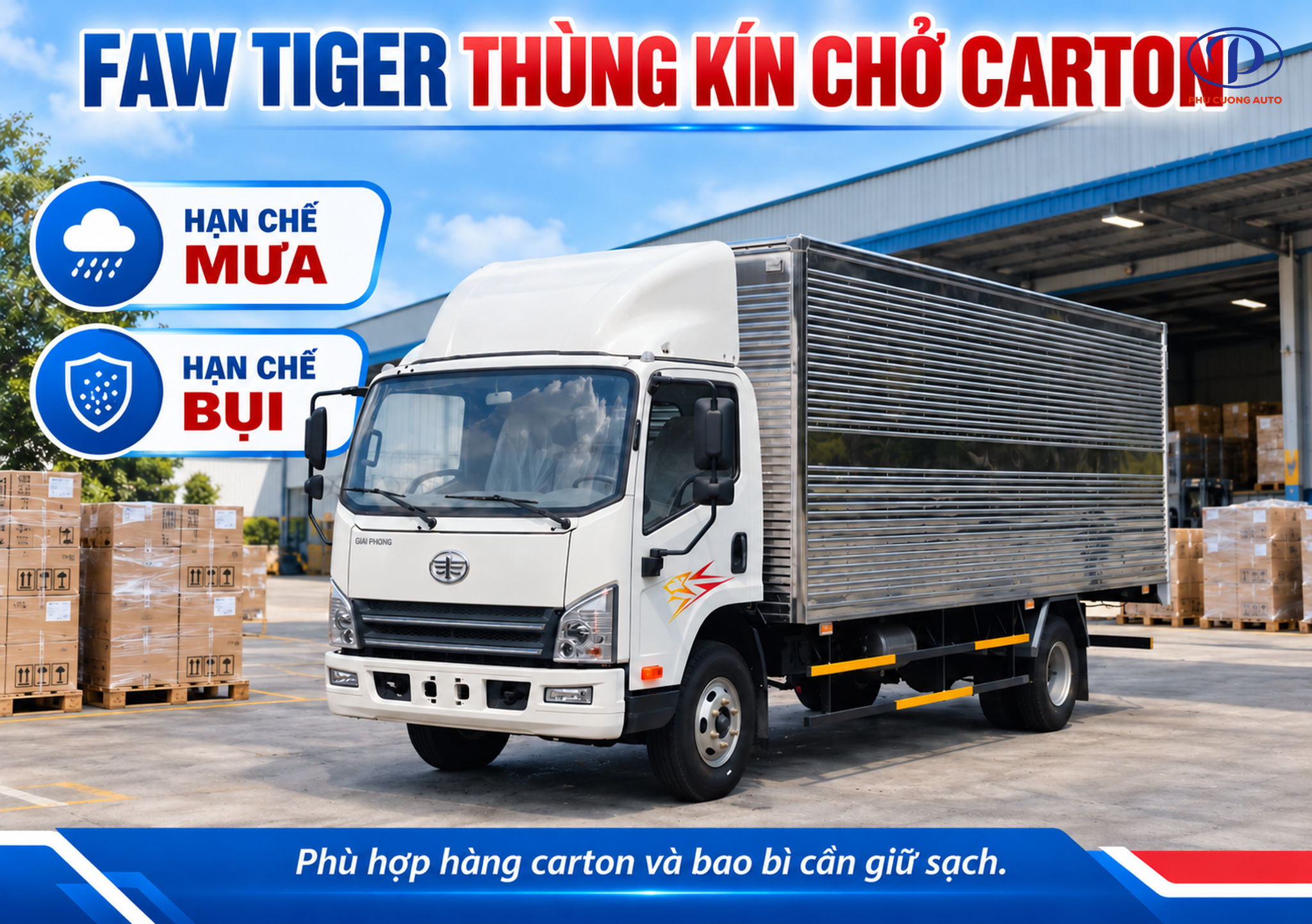 FAW Tiger thùng kín chở carton