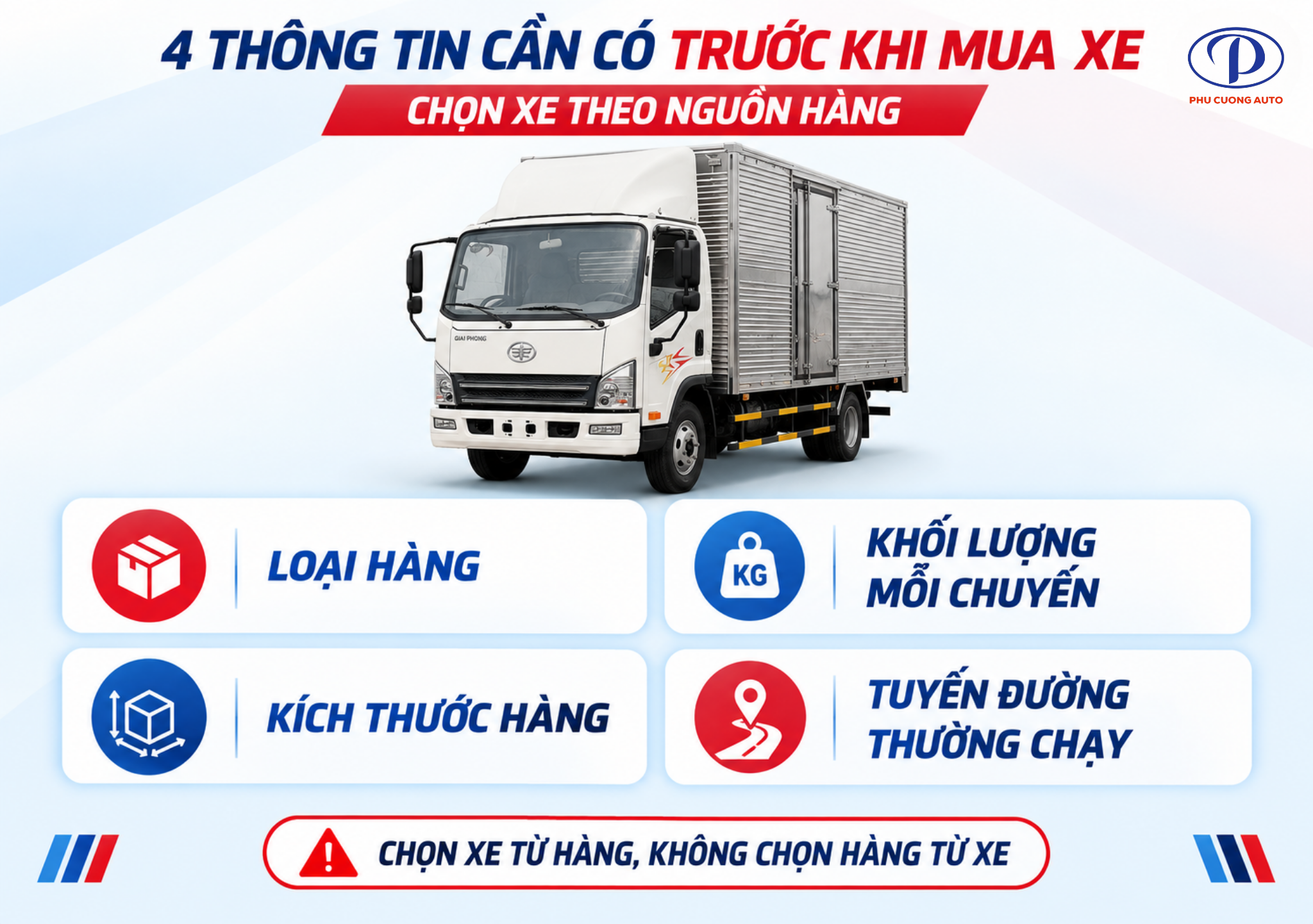cách chọn xe tải theo nguồn hàng