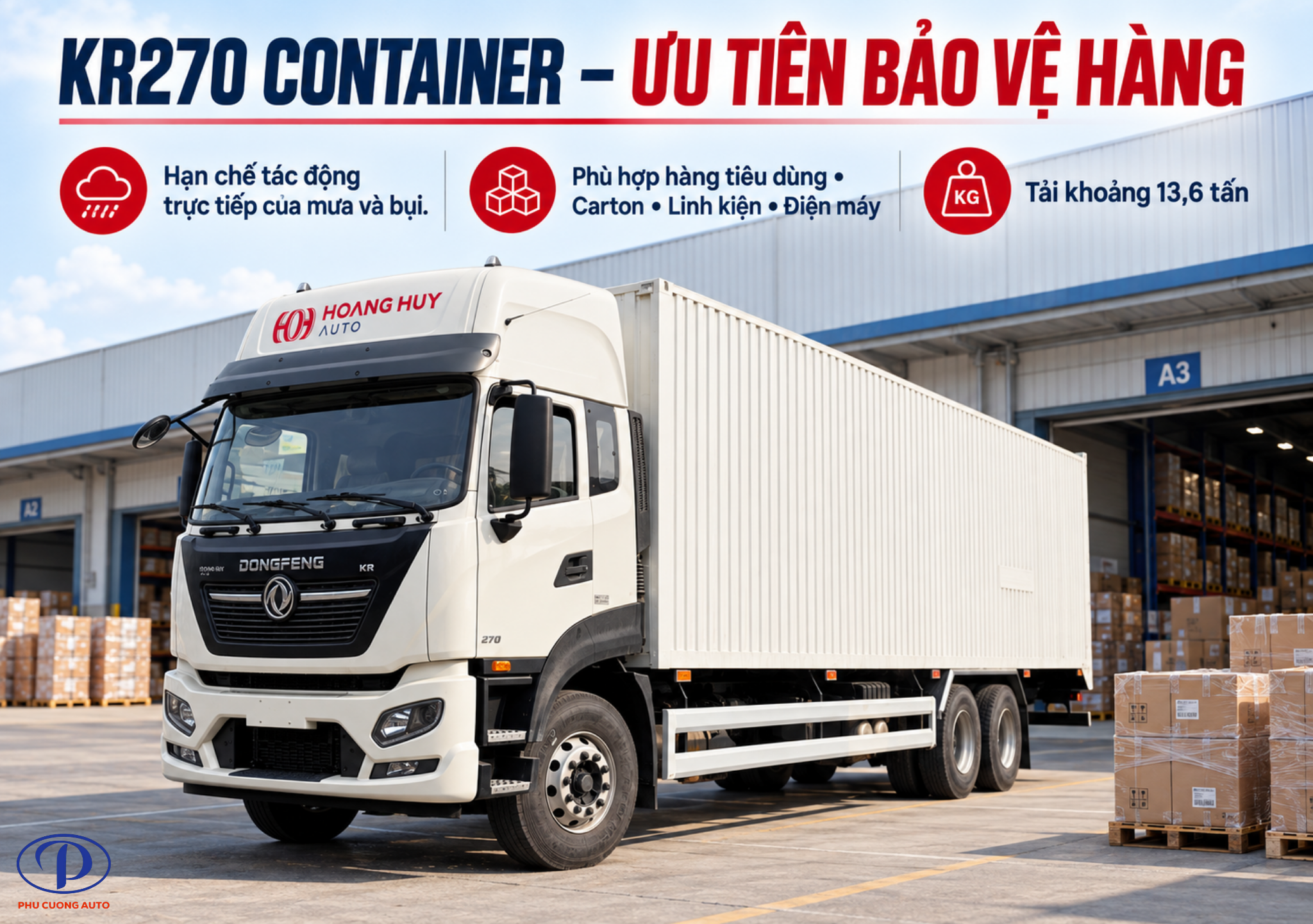 Dongfeng KR270 thùng kín Container 13.6 tấn