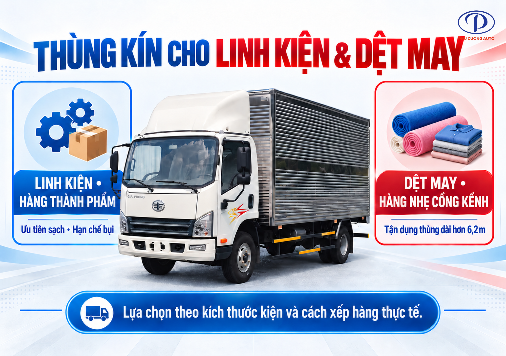FAW Tiger chở linh kiện dệt may