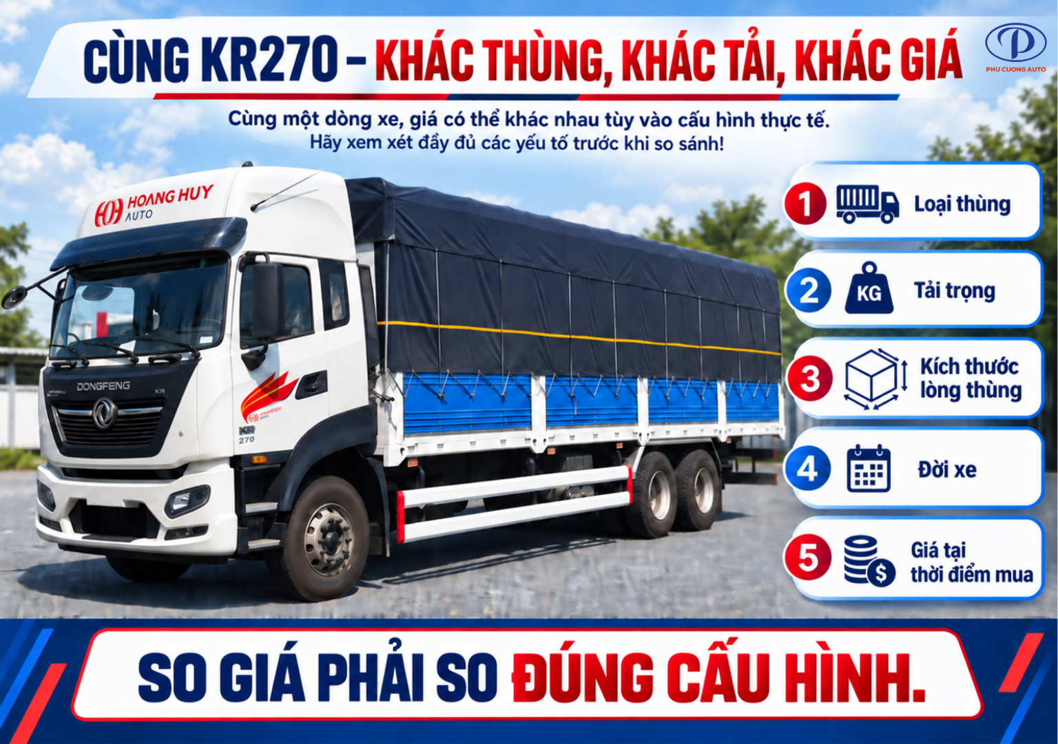 cách so sánh báo giá Dongfeng KR270
