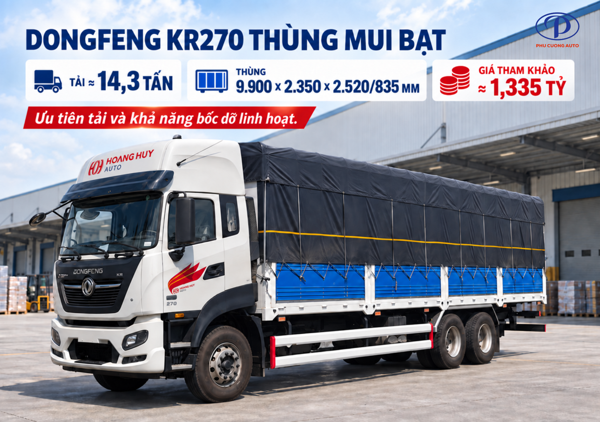Dongfeng KR270 thùng mui bạt 14.3 tấn