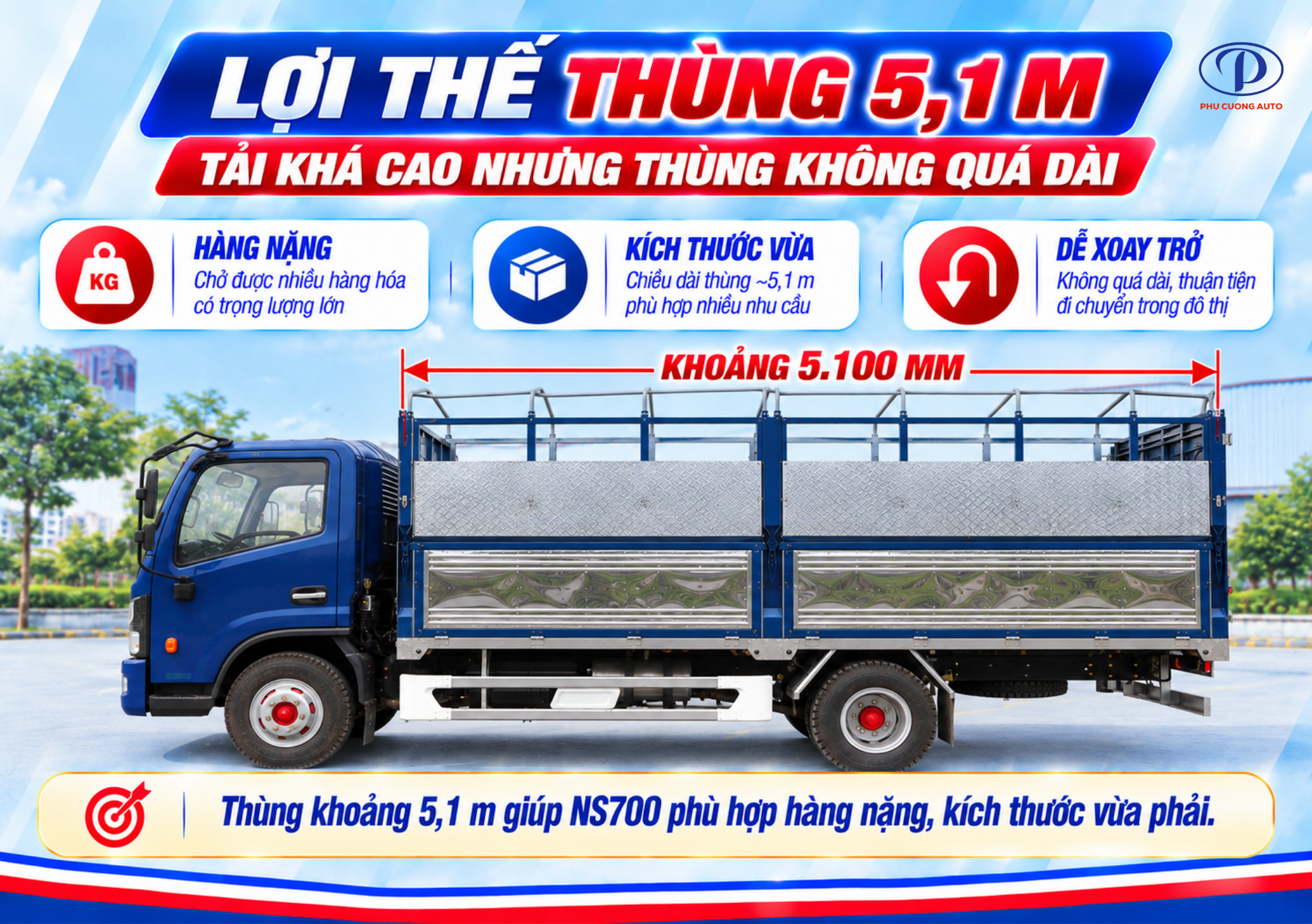 Đồng Vàng NS700 thùng dài 5.1m