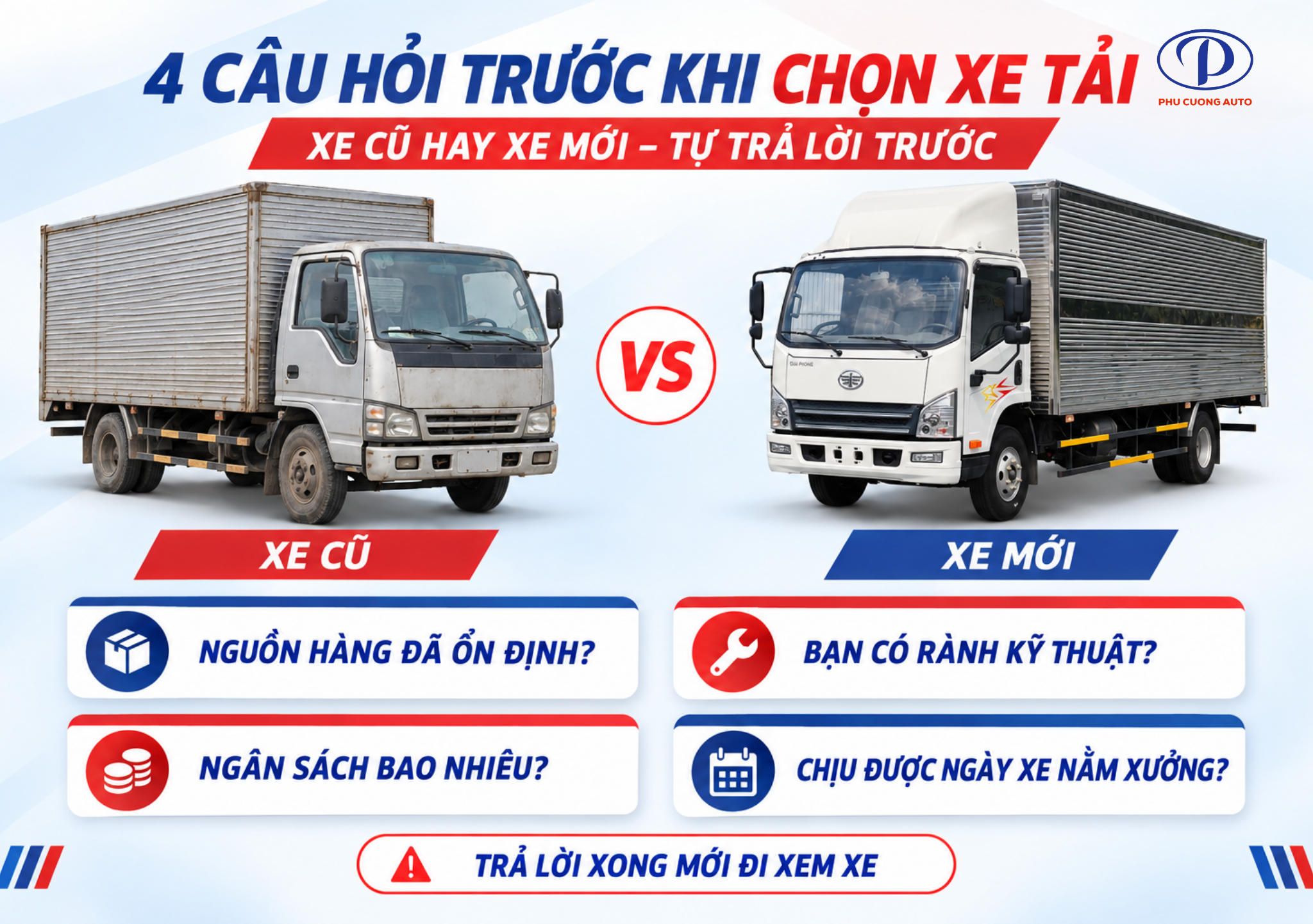 cách chọn xe tải mới hay cũ