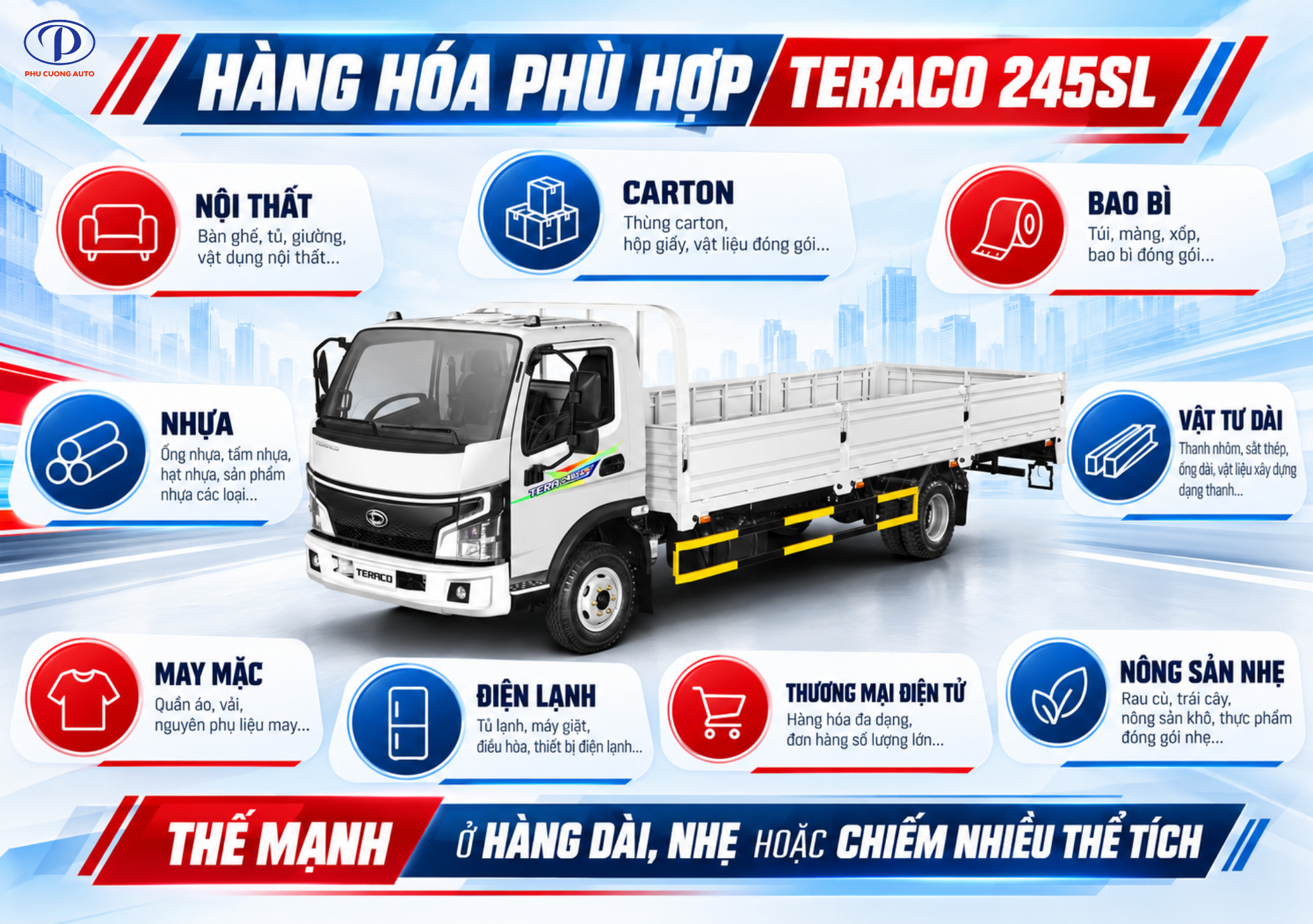 Teraco 245SL phù hợp chở hàng gì