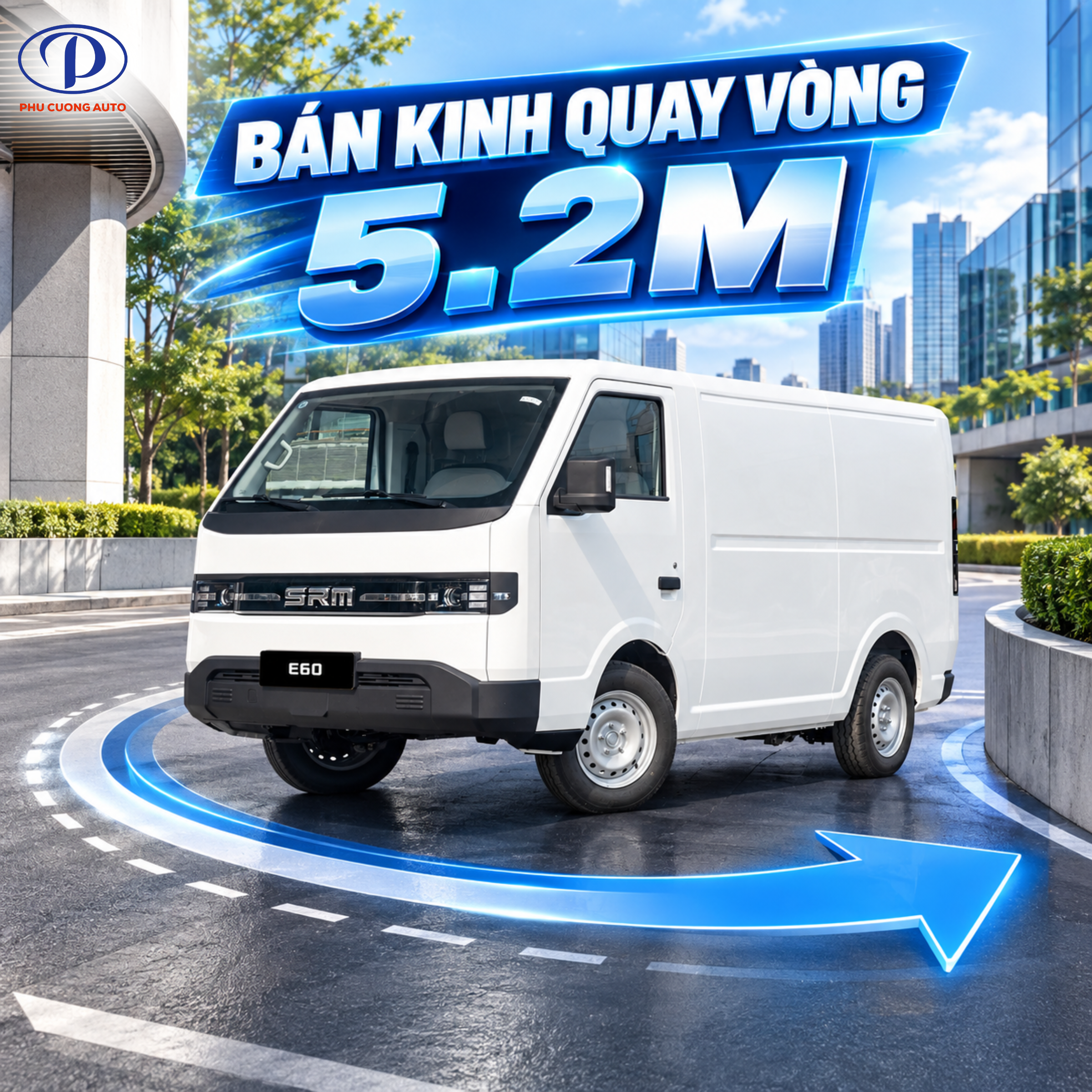bán kính quay đầu xe điện srm e60