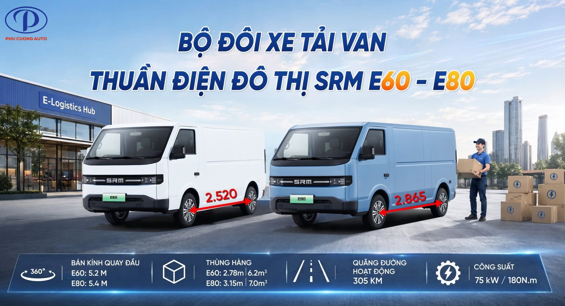 bộ đôi xe tải van điện SRM EV