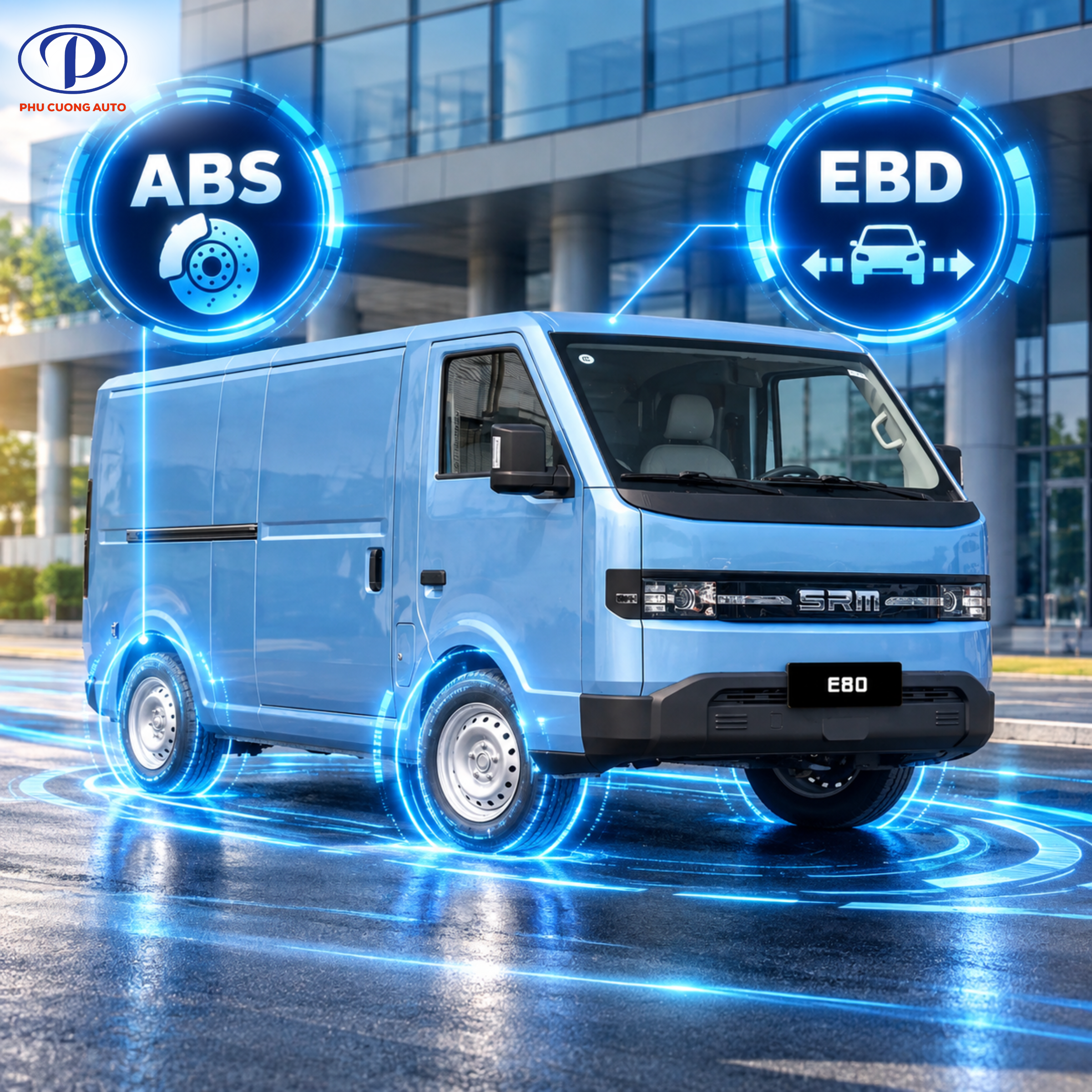 hệ thống phanh an toàn của xe tải van điện