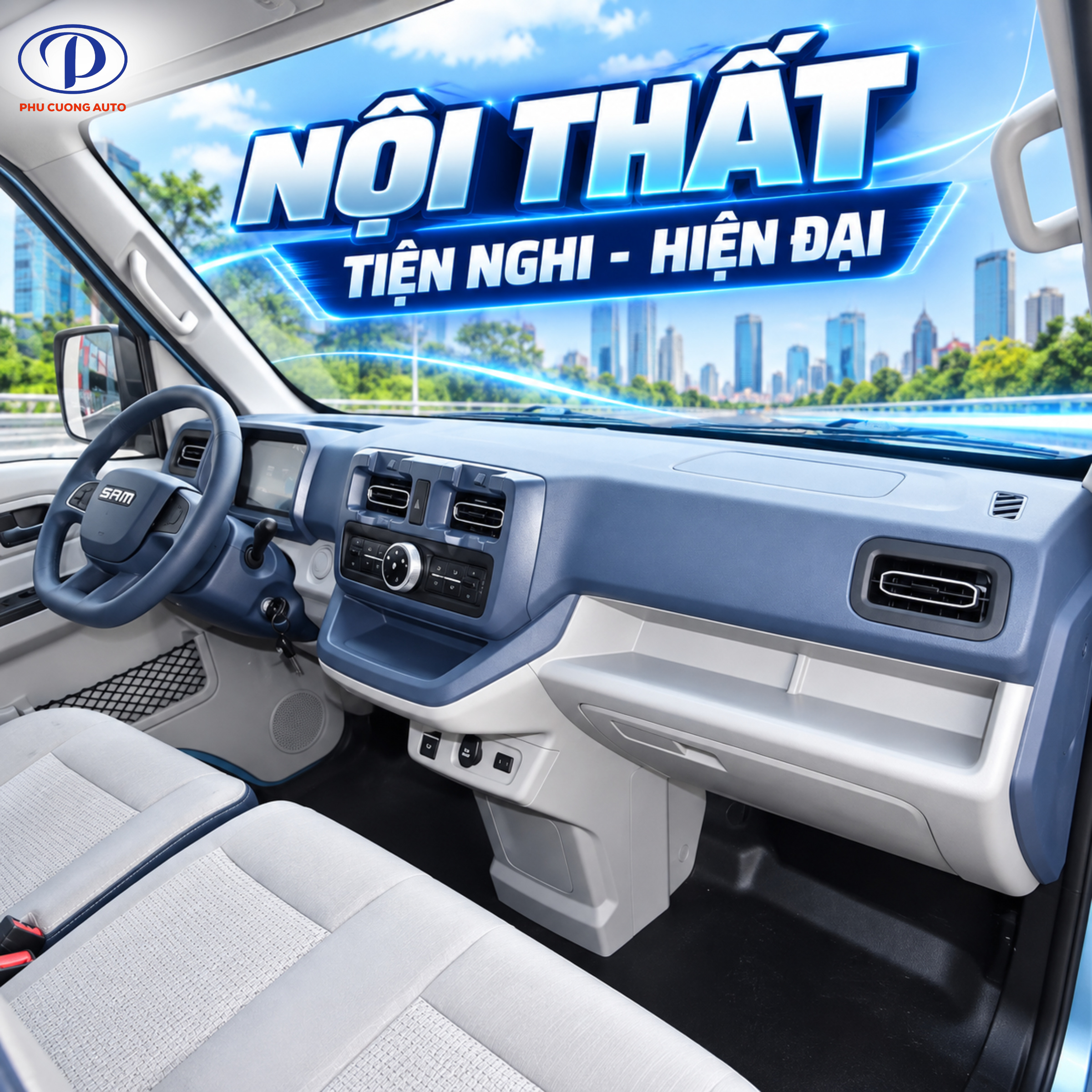 trang bị nội thất xe tải van điện srm ev