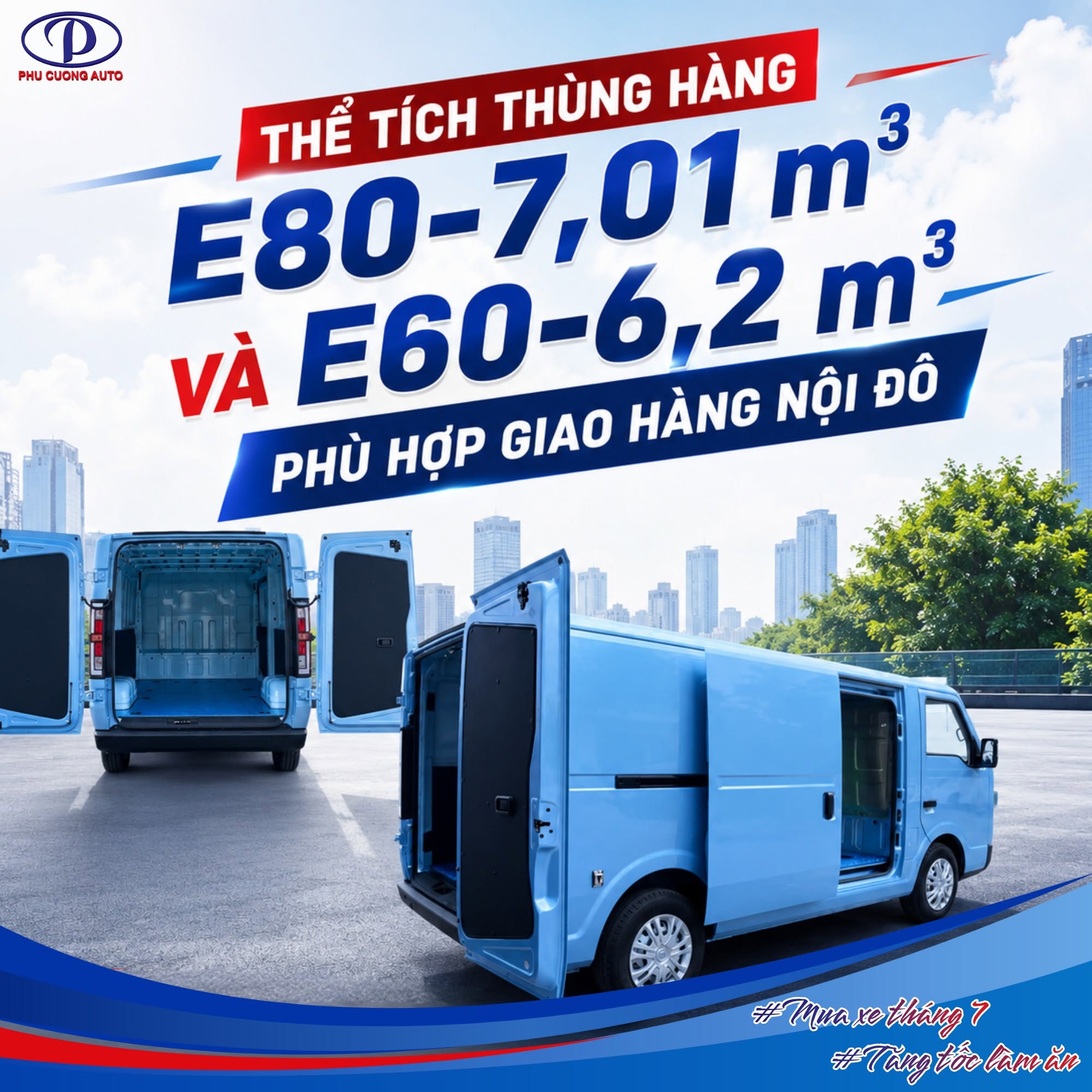 thể tích thùng hàng xe tải van điện srm ev