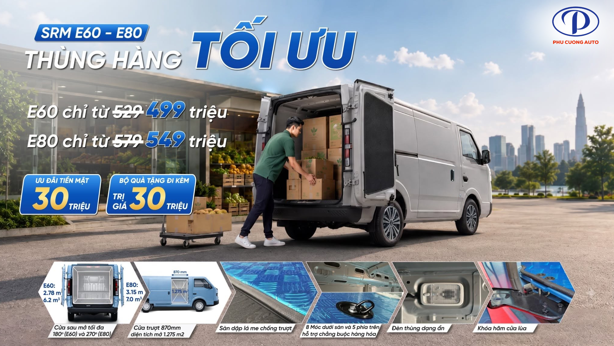 ưu điểm xe tải van điện srm e80