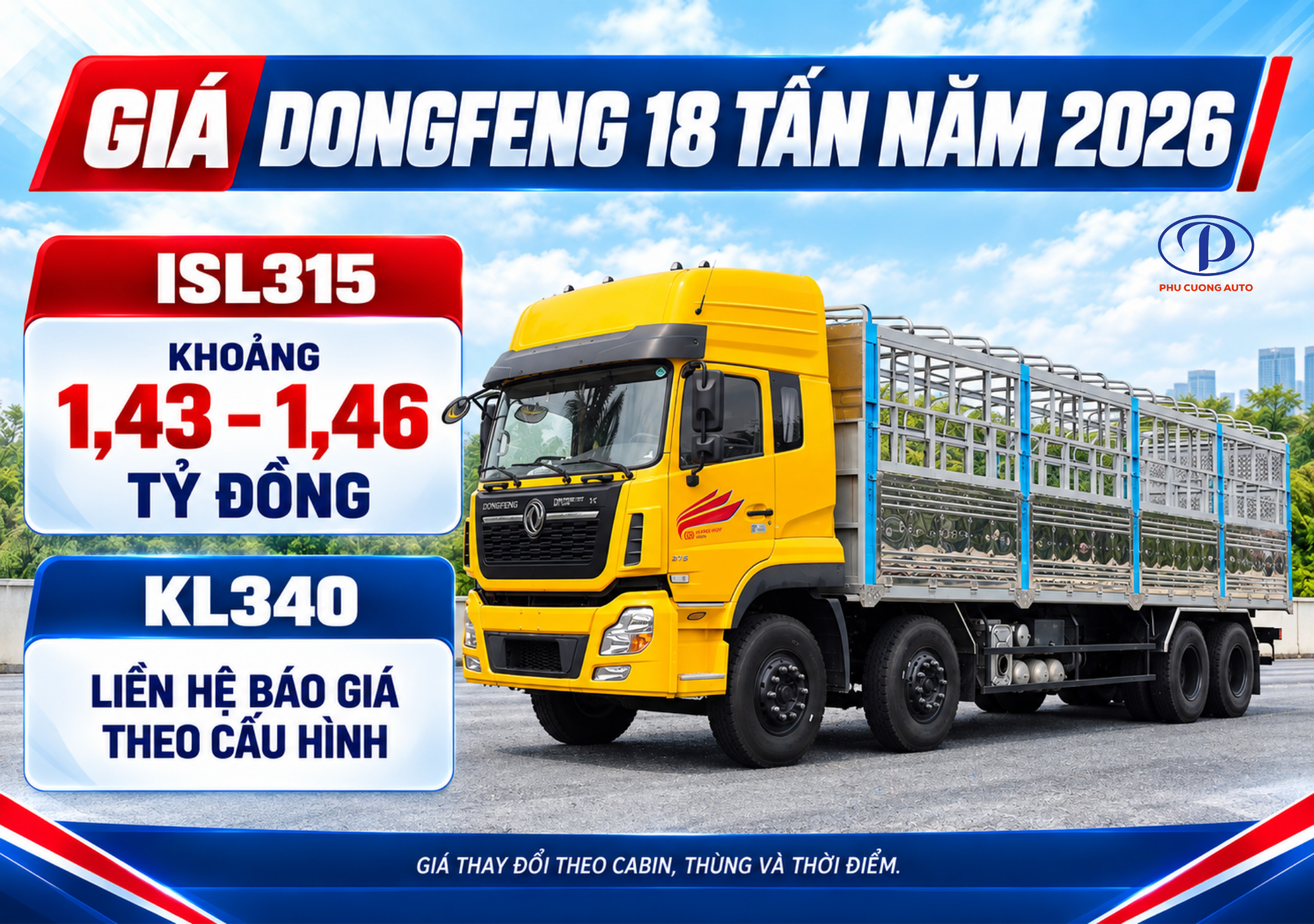 giá xe tải Dongfeng 18 tấn 2026
