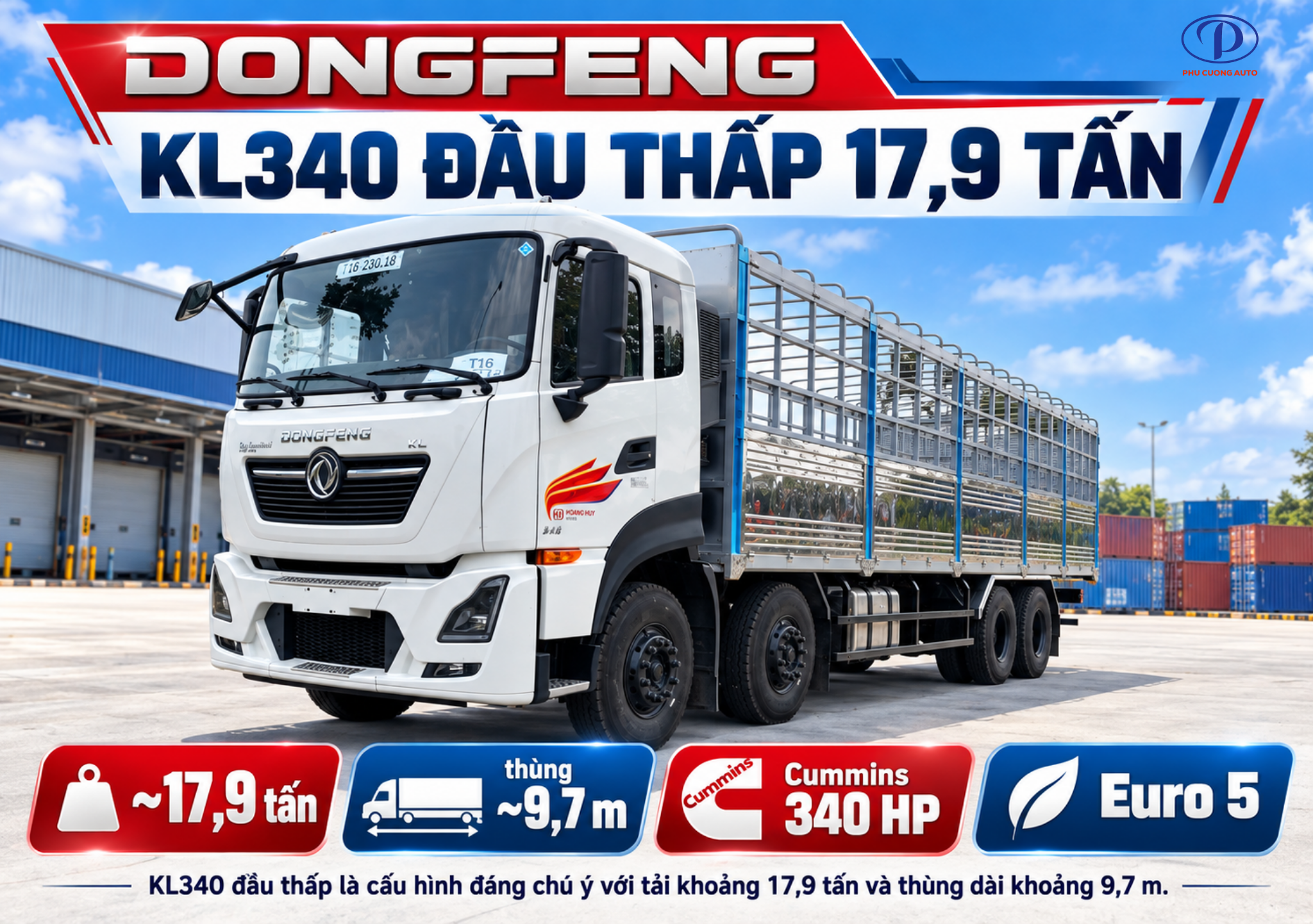 Dongfeng KL340 đầu thấp 17.9 tấn